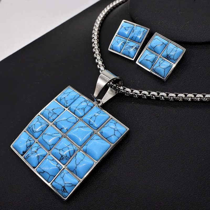 Женский комплект ювелирных изделий AMUMIU египетская королева квадрат синий цвет