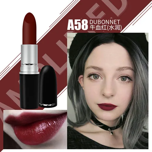 Matte lipstick lip golss red lip stick lipstick matte lips makeup batom waterproof nude lipstick - Цвет: A58 DUBONNET
