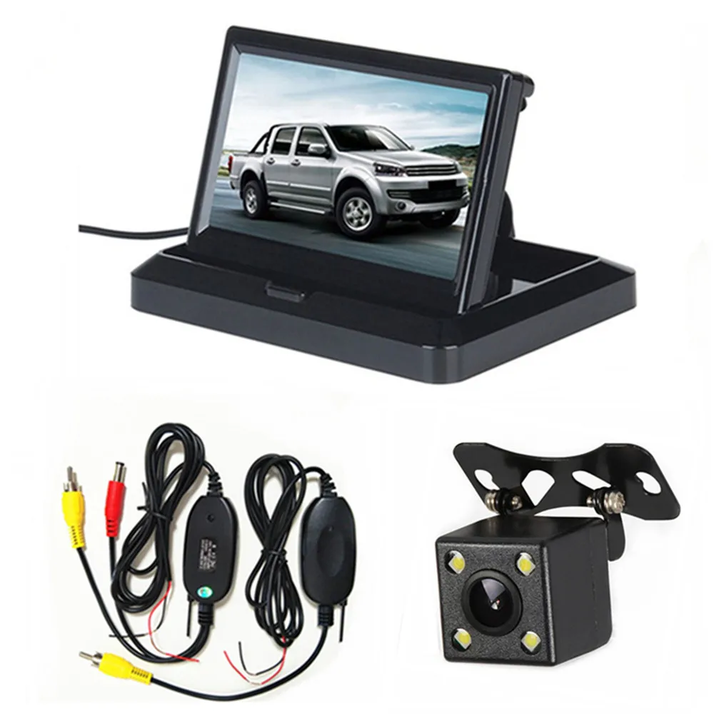 With wireless cam05 Складной " TFT LCD HD800* 480 экран автомобильный монитор заднего вида парковочный монитор с 2 видео входом, камера заднего вида(опционально - Цвет: With wireless cam05