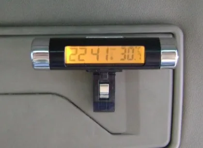 Оранжевый Цифровой lcd клип-на 2 в 1 автомобиль цифровые часы температура термометр календарь автомобильный синий/оранжевый/зеленый часы с подсветкой - Цвет: Оранжевый