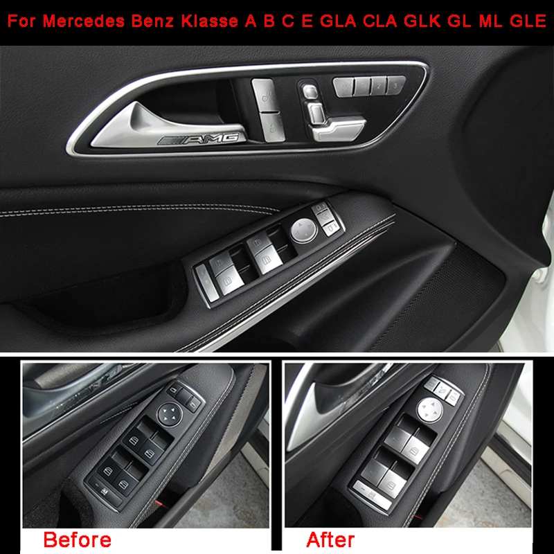 14 шт. хромированная оконная подъемная Кнопка накладка наклейка для Mercedes Benz Klasse A B