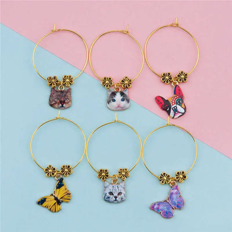 DoreenBeads украшение для стола из винного стекла в виде кота и бокала вечерние