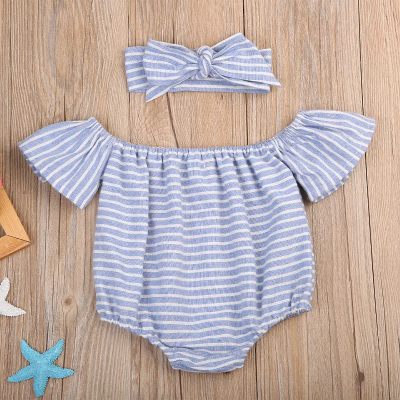 Pudcoco/боди в полоску для новорожденных девочек комбинезон с рукавами-крылышками