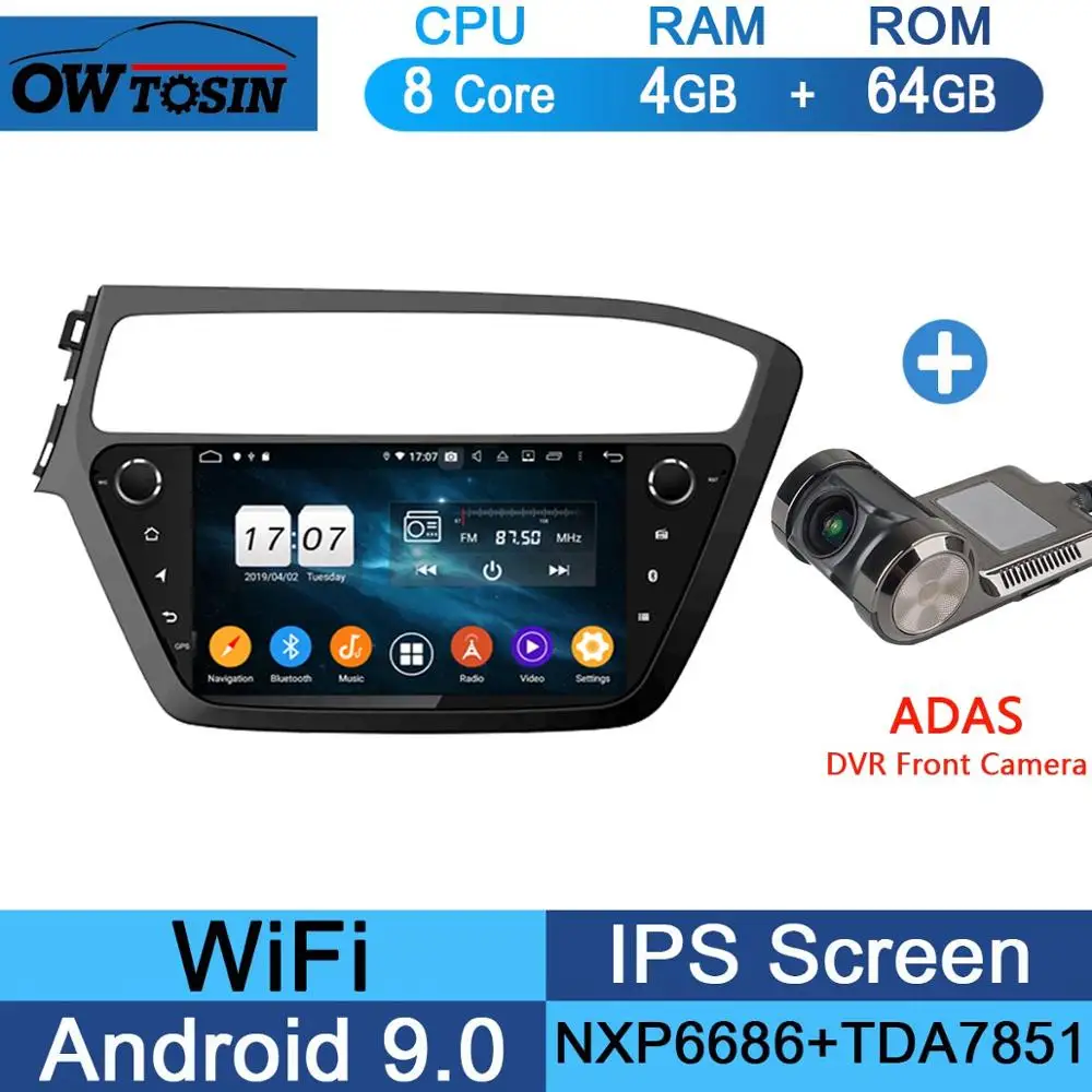 64G Adas Camera " ips 8Core 4+ 64G Android 9,0 автомобильный мультимедийный плеер для hyundai i20 LHD gps Радио DSP CarPlay Parrot BT - Цвет: 64G Adas Camera
