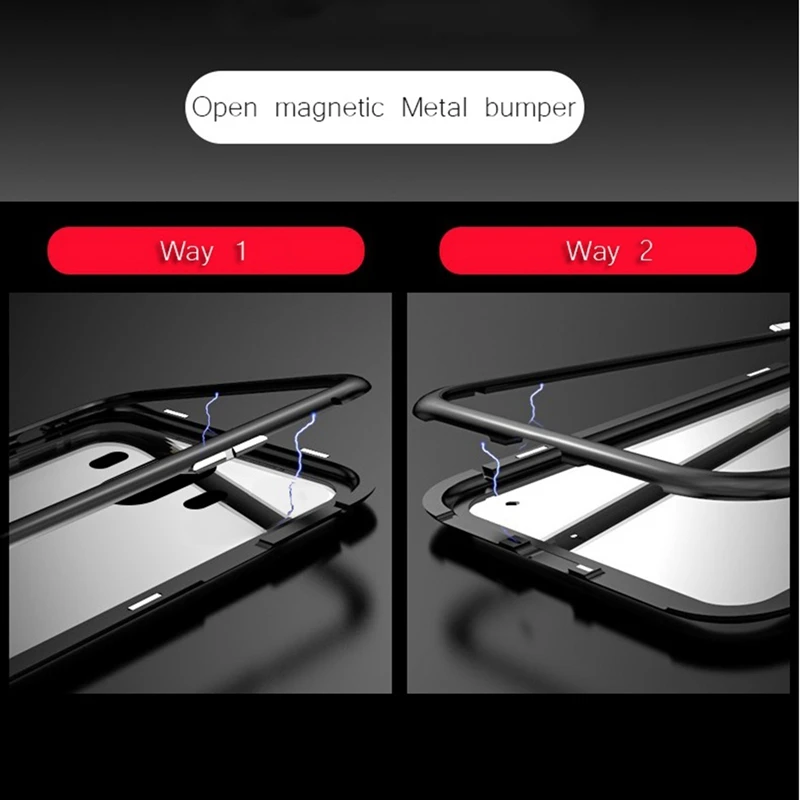 for Samsung Galaxy A7 Case Metal Magnetic Adsorption 2018 Flip Temper Glass Transparent Back Cover | Мобильные телефоны и