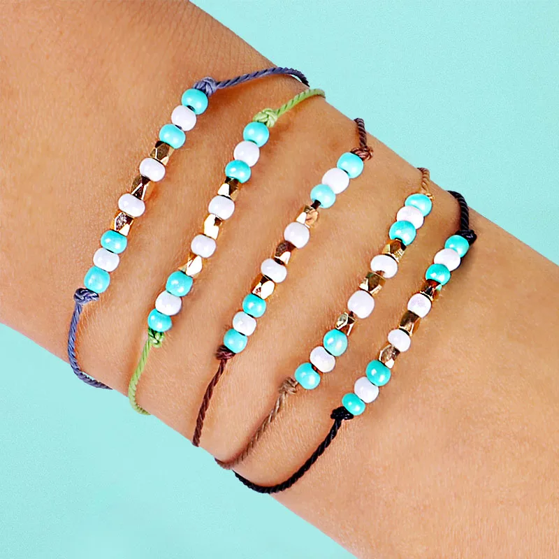 Fashion Jewelry Gold Delicate Seed Bead Bracelet Simple Wax-coated String Handmade Friendship Women 2313 | Украшения и аксессуары