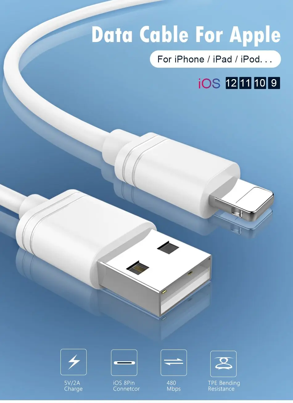 NOHON TPE кабель для зарядки и передачи данных для iPhone X XS MAX XR 8 7 6 6S 5 5S Plus IOS 11 12 кабель для быстрой зарядки для ipad 2 м