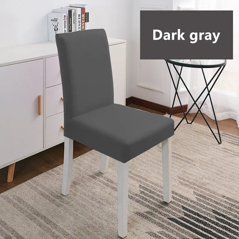 20 Color Solid Color Chair Cover Spandex Stretch Elastic Slipcovers Chair Covers For Dining Room Kitchen Wedding Banquet Hotel - Цвет: Dark Gray