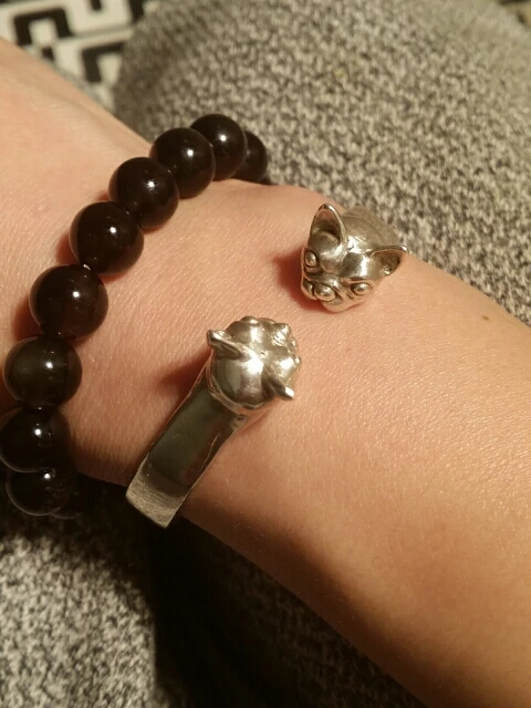 Уникальный браслет ручной работы с двумя головками бульдога для любимых