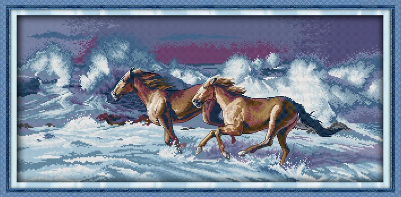 

Joy sunday animal style A galloping horse cross stitch kit 14ct and 11ct stamped fabric for easy needlework