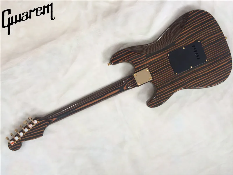 Электрогитара/Gwarem st гитара/zebravwood корпус и шея/с золотой аппаратной гитарой в Китае