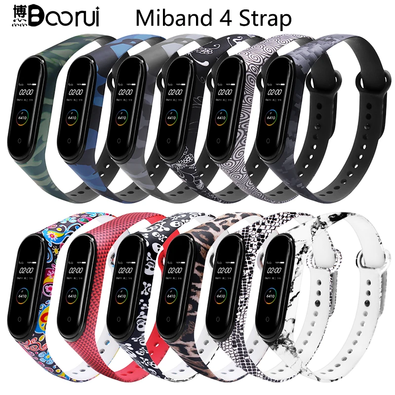 BOORUI для xiaomi mi Band 4 ремешок силиконовый с цветочным принтом mi band NFC 4 ремешок mi band 4 аксессуары для xiaomi mi band 4 band