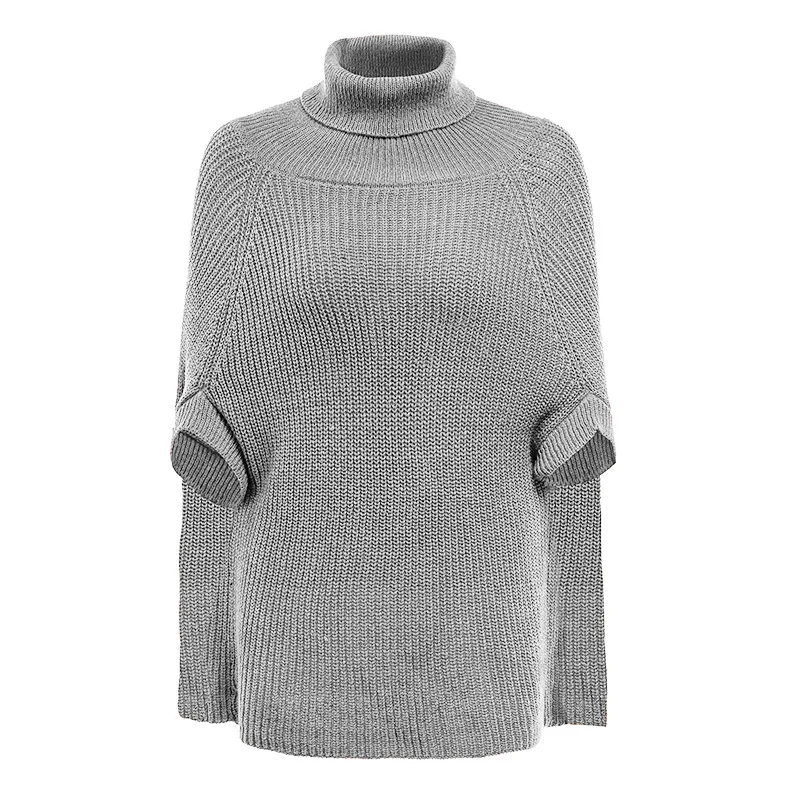 

Woman Sweaters Knitted Turtleneck Cloak Camel Sweaters Women Winter 2019 Female Casual Solid Autumn Streetwear Elegant Pullovers