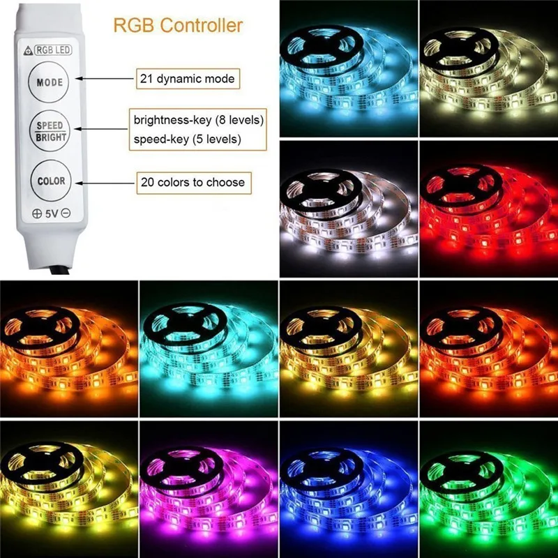 DC5V RGB светильник для ТВ фоновая лампа 1 м 2 водонепроницаемый Светодиодный s кухни