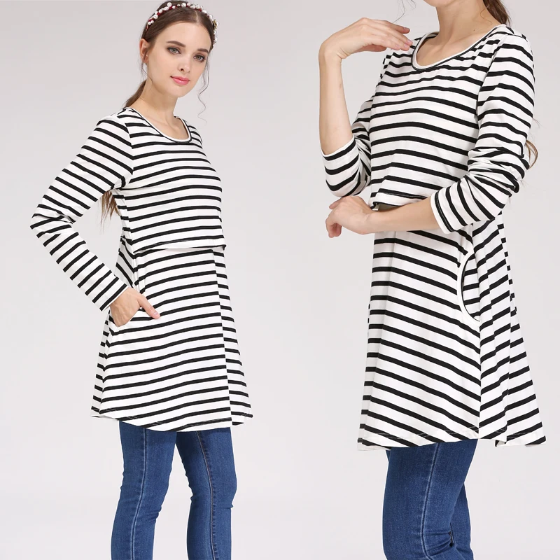 Одежда для беременных с длинными рукавами мам платье платья грудного