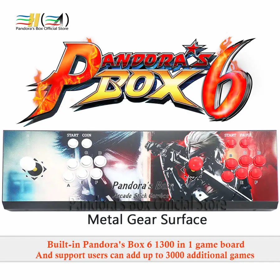 Новинка Pandora box 6 1300 в 1 аркадная игра 2 игрока Железный консольный контроллер Поддержка fba mame ps1 3d игра mortal kombat pacman