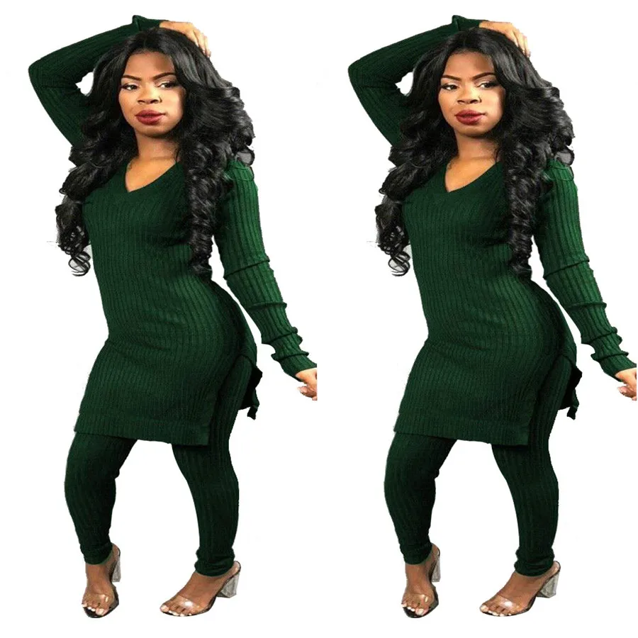 Женский комплект из 2 предметов топ с v образным вырезом и длинные штаны