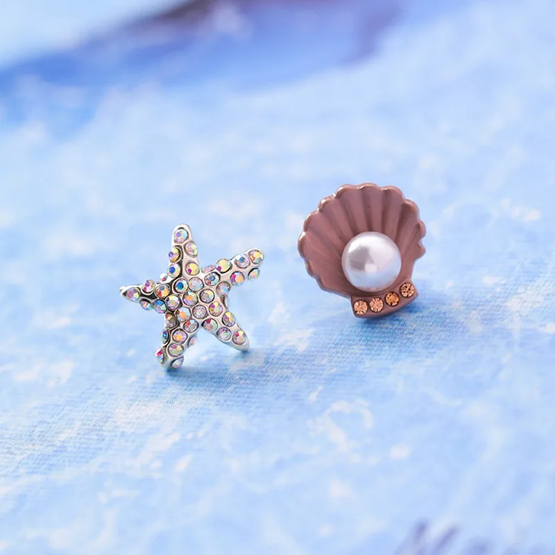 Starfish Multi Милые Краб серьги-гвоздики в виде ракушки океан Морская звезда Дельфин мини серьги для женщин корейский стиль аксессуары модные ювелирные изделия MJ1433 - Окраска металла: Starfish Multi