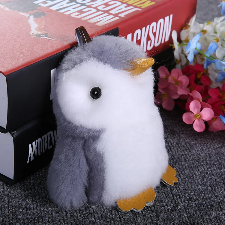 Брелок в виде пингвина с милым помпоном симпатичный помпон из кроличьего меха