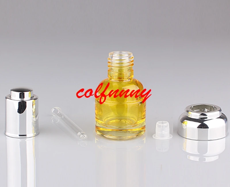 50pcs/lot 20ml Glass Essential oil bottle / Gold press lid glass dropper Serum hyaluronic acid cosmetic container | Красота и