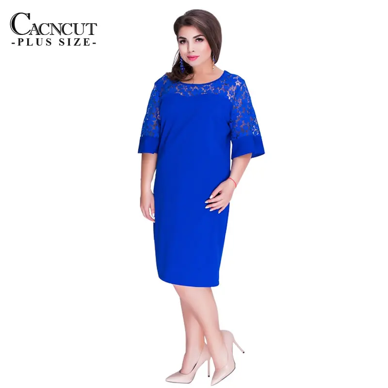 CACNCUT 5XL 6XL 2018 летнее Новое Кружевное элегантное женское платье большого размера