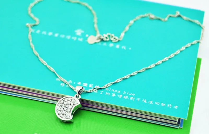 Women's necklaces 925 sterling silver fashion goddess accessories Shiny zircon moon necklaces. birthday present | Украшения и