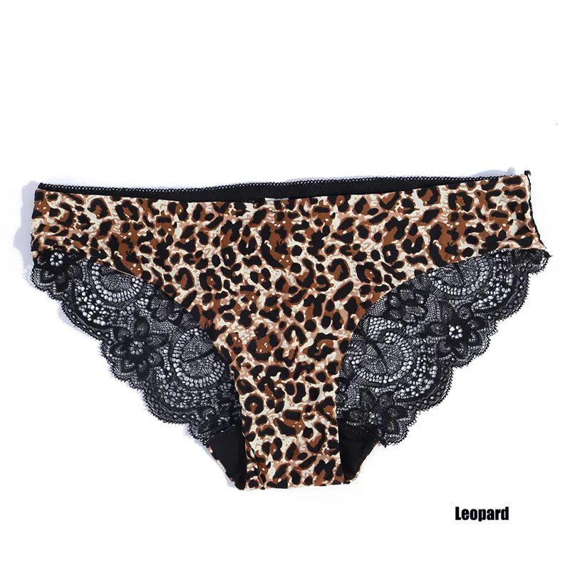 Leopard Сексуальные кружевные трусики для женщин, бесшовное ультратонкое нижнее белье, леопардовые стринги, женские трусики, нижнее белье, трусы - Цвет: Leopard