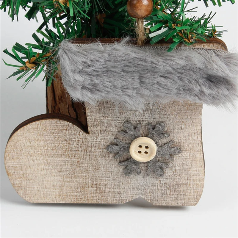 C Снежинка деревянные украшения деревенская Рождественская елка висячий