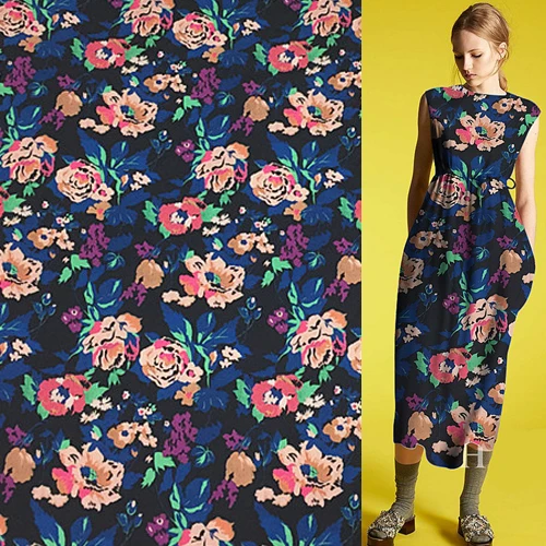 Цветочный принт цветочный дизайн чистый шелк Ткань шелковая саржа ткань 14 momme