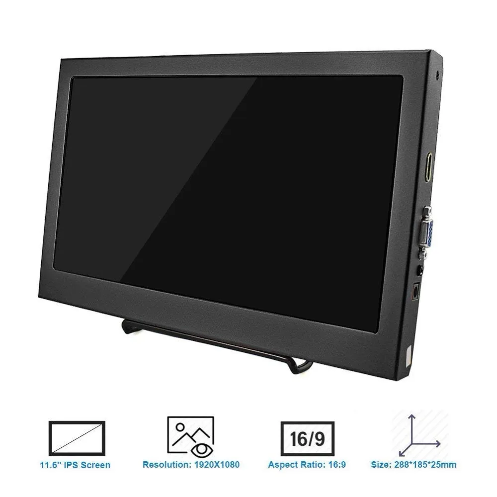 11 6 дюймов IPS HD LCD 1080P монитор Мини компьютер и ТВ дисплей с динамиками Hdmi VGA для