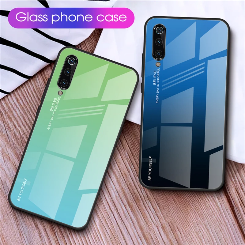 Роскошный градиентный чехол из закаленного стекла для Xiaomi Mi 9 se 8 Lite A2 задняя