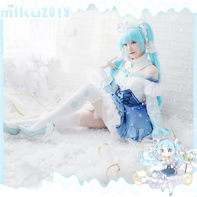 Customsized косплей Vocaloid Хацунэ Мику звезды и Снег Мику женский косплей-костюм платье аниме Хэллоуин вечерние костюмы