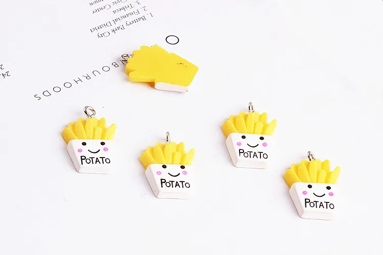 

Wholesale 50PCs 16*25MM kawaii Smling Face French Fries Resin Necklace Pendants DIY Jewelry Ornament Accessories Charm Pendant