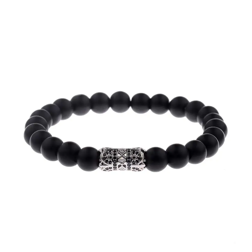 CARTER LISA 8 мм роскошный мужской браслет Pave CZ Колонка эластичные браслеты с