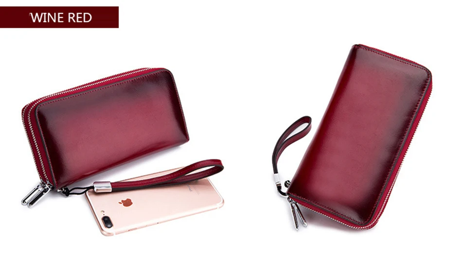 Модный кошелек из натуральной кожи для женщин Женский RFID крепление фиксатора кошельки дорожный с молнией Женский кошелек женский держатель карты клатч