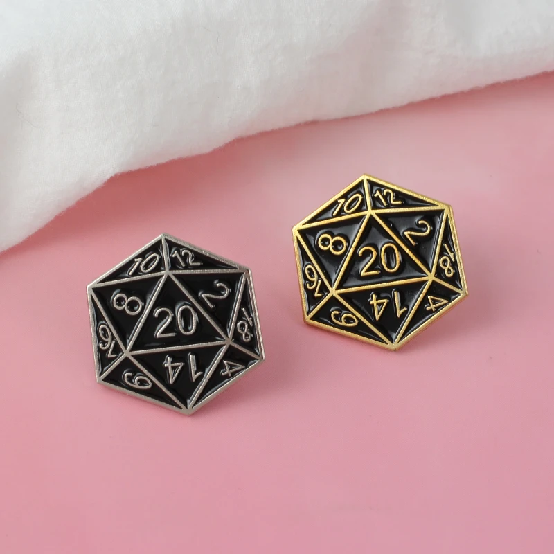 D20 20 многогранных игральных костей эмалированные булавки RPG броши "Подземелья и Драконы" значки Игра Ювелирные изделия подарок для мужчин женщин игра любовник