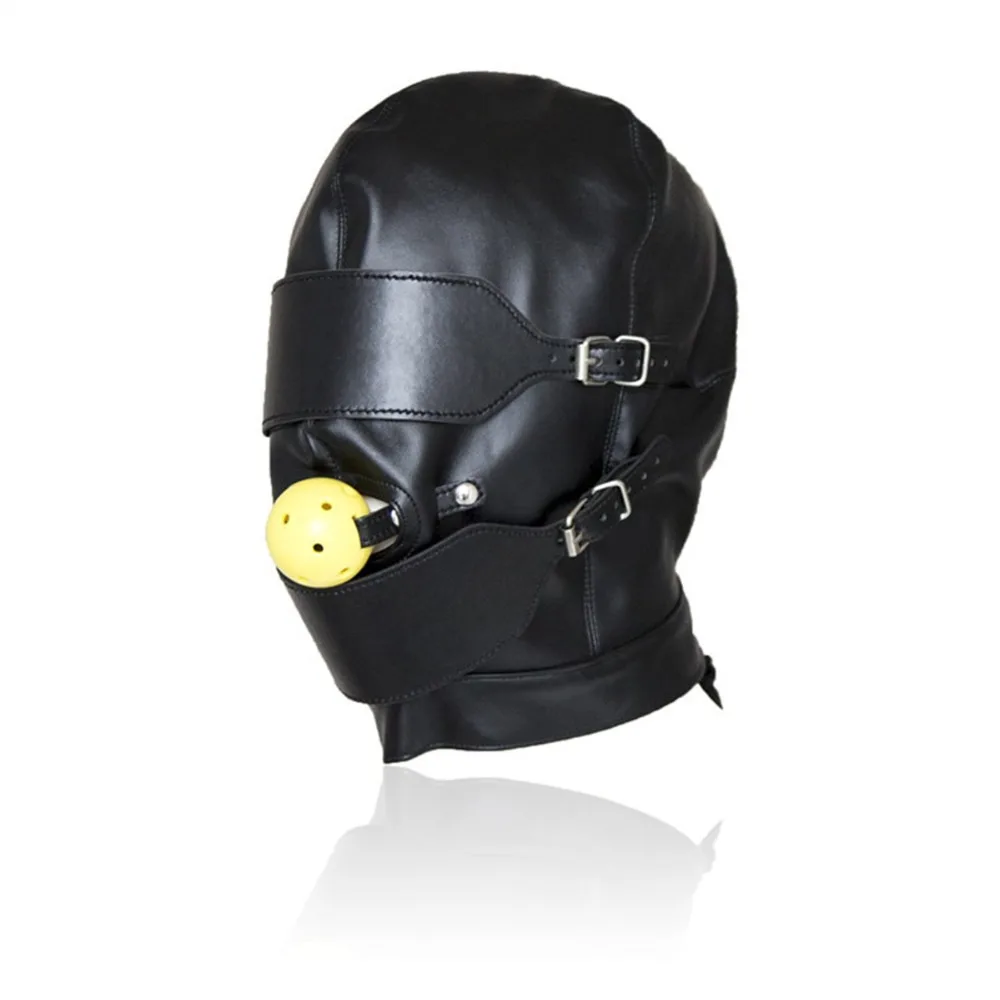 Пары бондаж маска BDSM с кляп в форме шарика PU кожа SM секс-игры для взрослых секс |