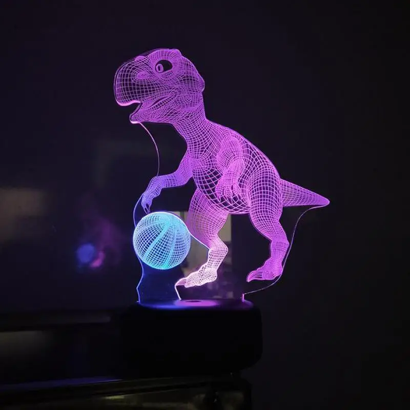 Новый светодиодный 3d динозавр игра в баскетбол ночное видение креативный