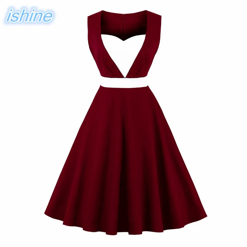 Женское платье без рукавов в стиле ретро винтажное ампир 1950s 60s рокабилли летнее