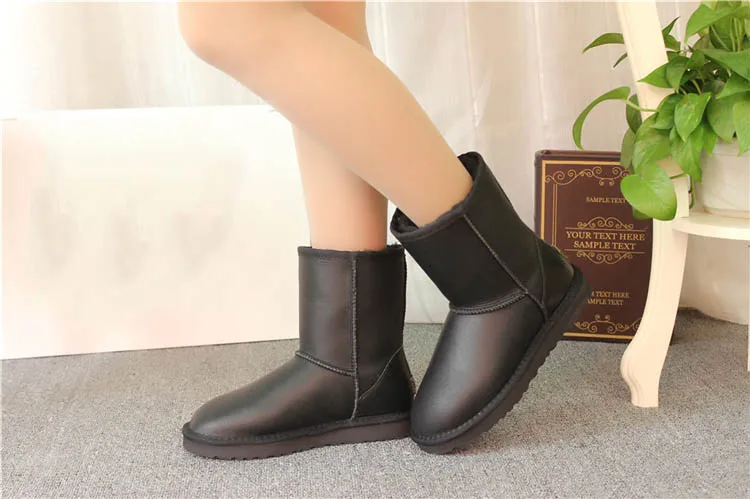 ; Коллекция года; зимние сапоги на натуральном меху; классические Mujer Botas; водонепроницаемые зимние сапоги из натуральной овечьей кожи; женская обувь
