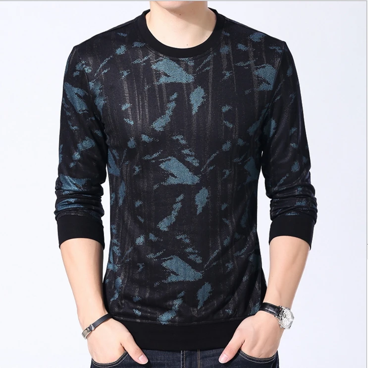 Yaxite осень зима мужские футболки черно белой печати брендовая одежда для человека