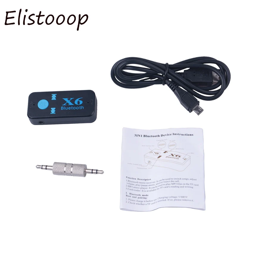Elistooop 3 5 мм автомобильный Bluetooth аудио музыкальный приемник адаптер AUX потоковый A2DP