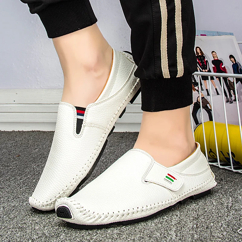 New Big Size45 Men Peas Shoes Boats Slip on Pu Leather 3color Loafers Casual Walking Comfy Breathable | Обувь