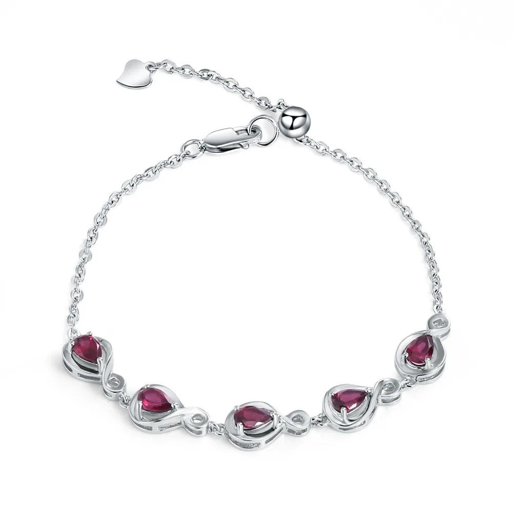 GEM'S BALLET 2.63Ct натуральный родолит гранат драгоценный камень браслет 925 пробы Серебряный регулируемый браслет для женщин хорошее ювелирное изделие