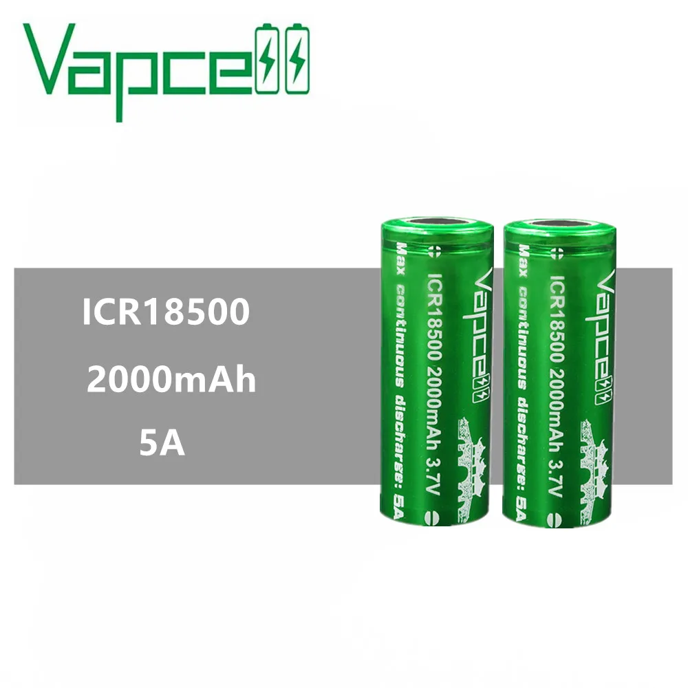 2 шт. VAPCELL ICR 18500 2000 мАч литиевый 3 7 в перезаряжаемый аккумулятор непрерывный 5 А