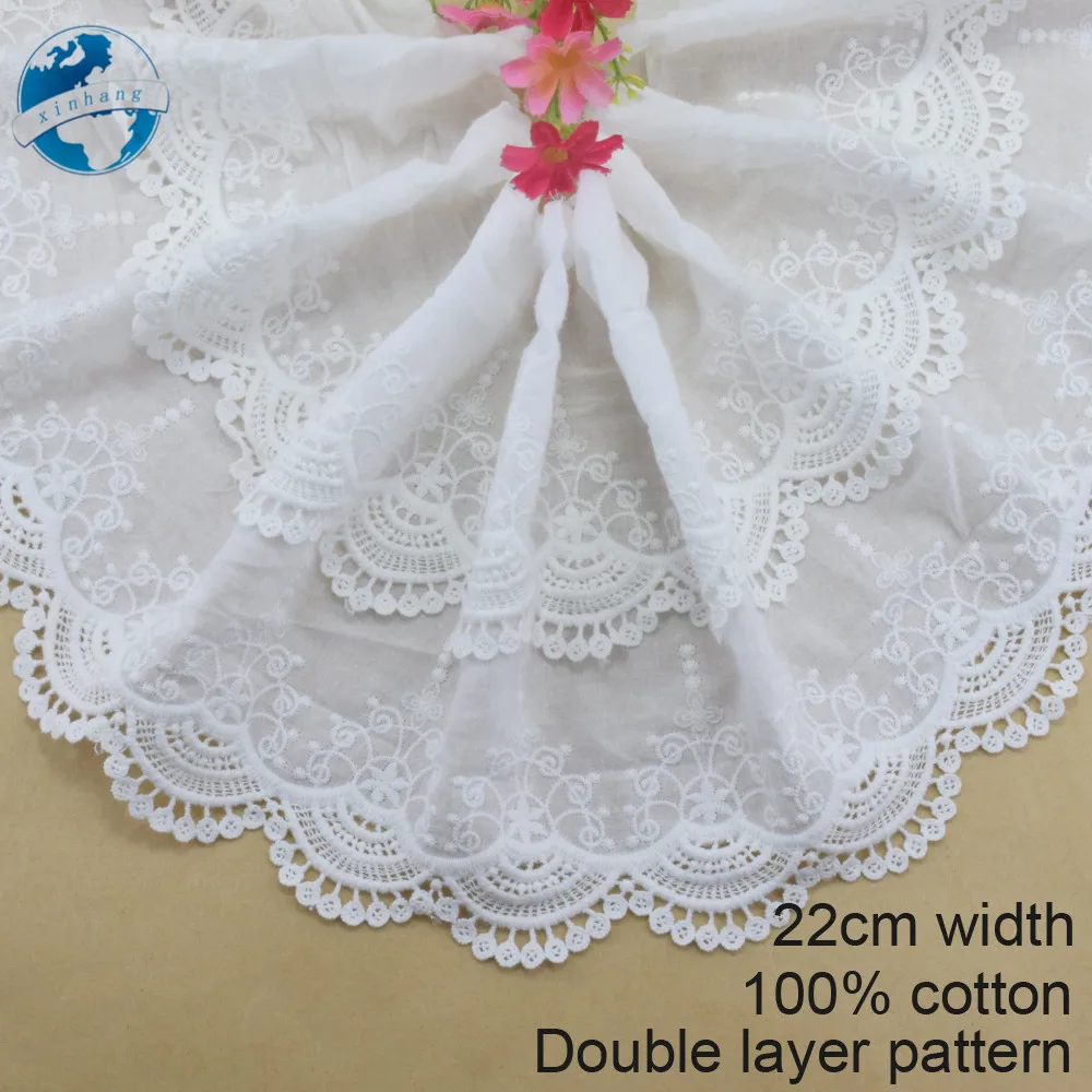 22 см двухслойная кружевная хлопковая вышивка французская лента ткань гипюр