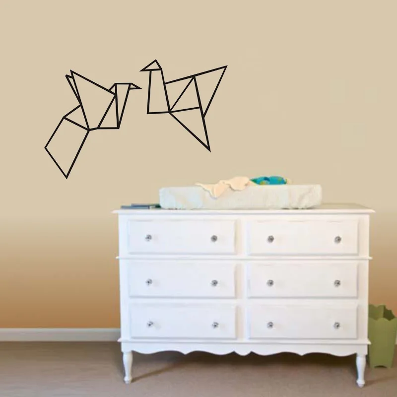 Геометрия бумажных журавликов стикер Dot Pattern Зеленый ПВХ стены наклейки Товары