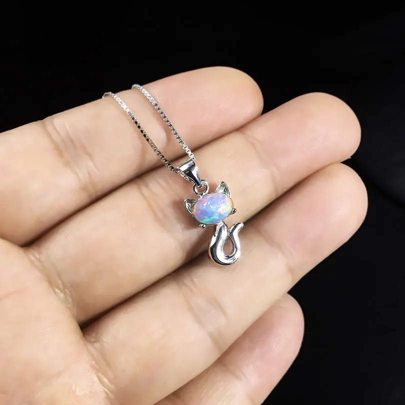 Женское ожерелье из серебра 925 пробы с натуральным опалом|pendant| |