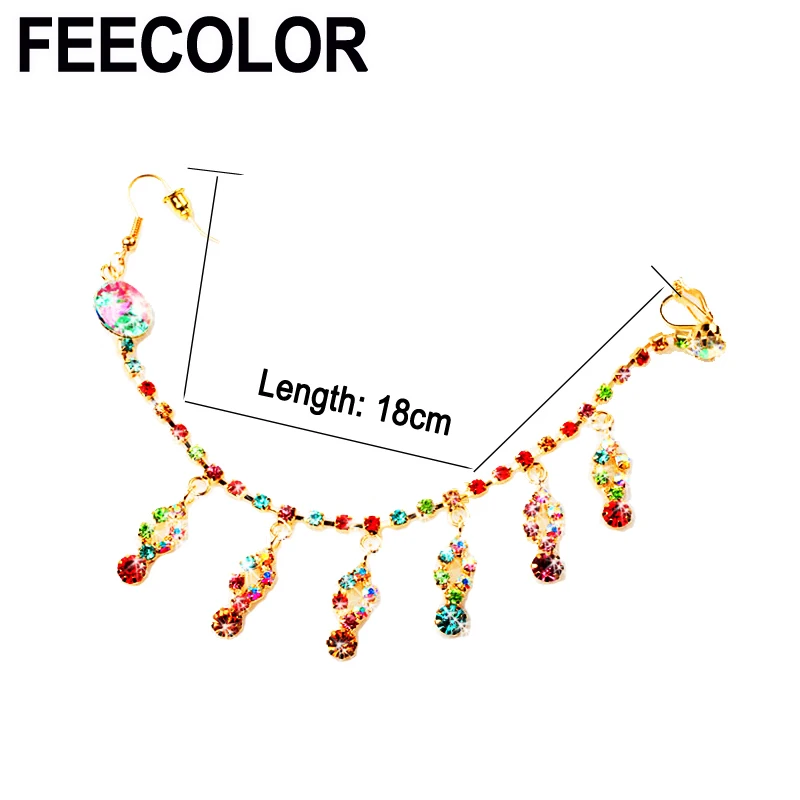 FEECOLOR индийские ювелирные изделия цепь на нос клип Танец живота Костюм красочные