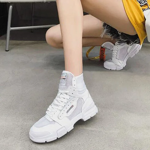 white mesh Кроссовки спортивные туфли на плоской подошве из парусины; женская дышащая Дизайнерская обувь на шнуровке; китайская обувь с высоким верхом и сеткой; удобная обувь с круглым носком - Цвет: white mesh
